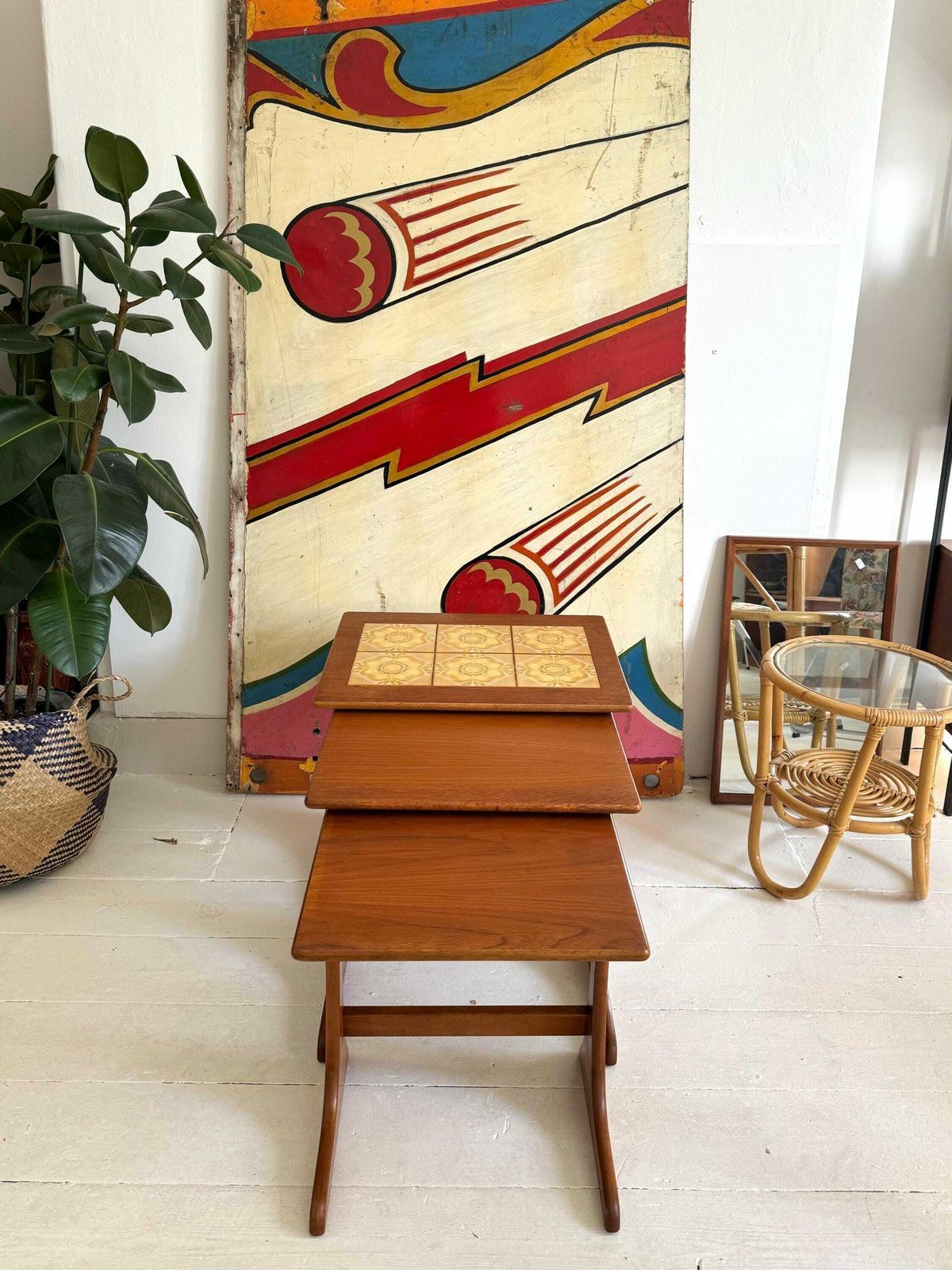 A Super Set Of 1960s Teak And Tiled In Kofod Larsen G Plan Nest Of Tables photo buy