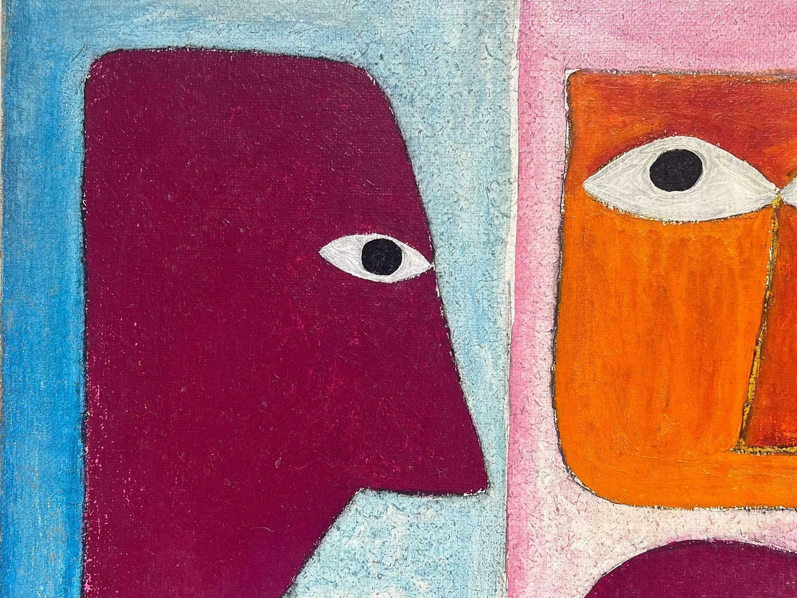 French School1970's French Abstract Modernist Signed Oil Figurative Portrait Oil Painting photo for sale