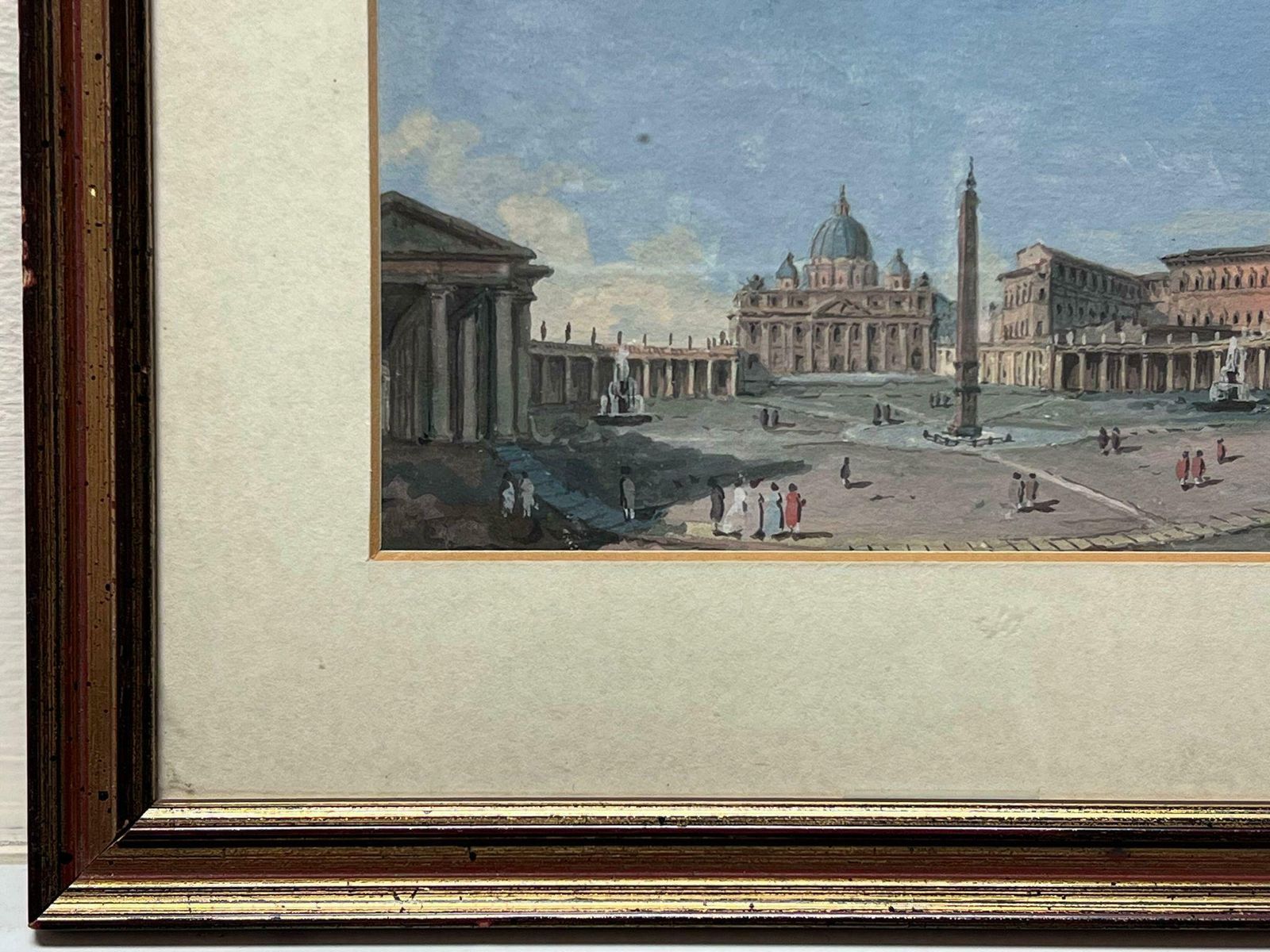 Italianst. Peter's Square Vatican View Early 19th Century Grand Tour Gouache On Paper photo Art