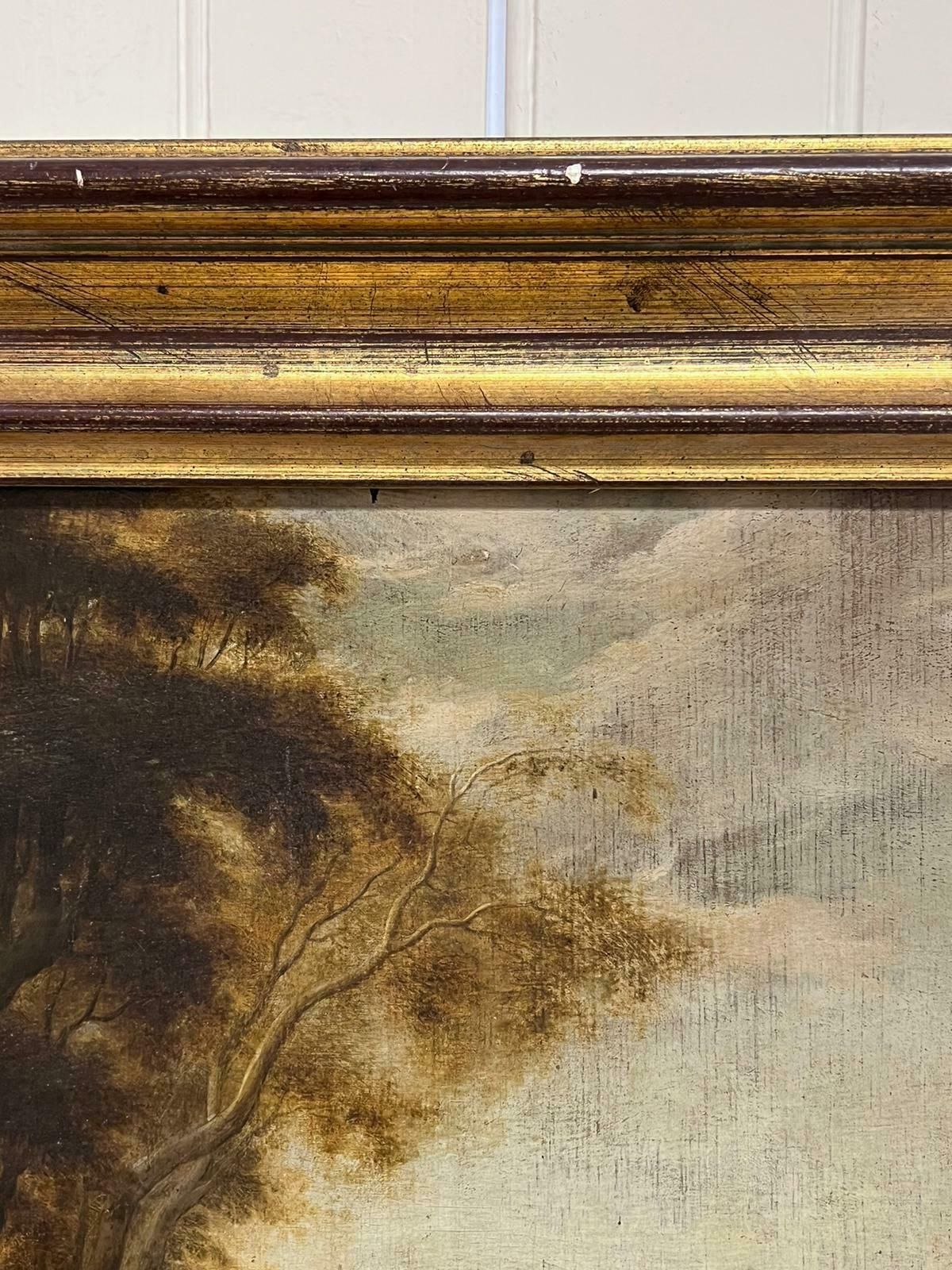 French Old Master 17th Century1600's French Old Master Oil Painting Nude Figures In Landscape Oil On Panel photo for sale