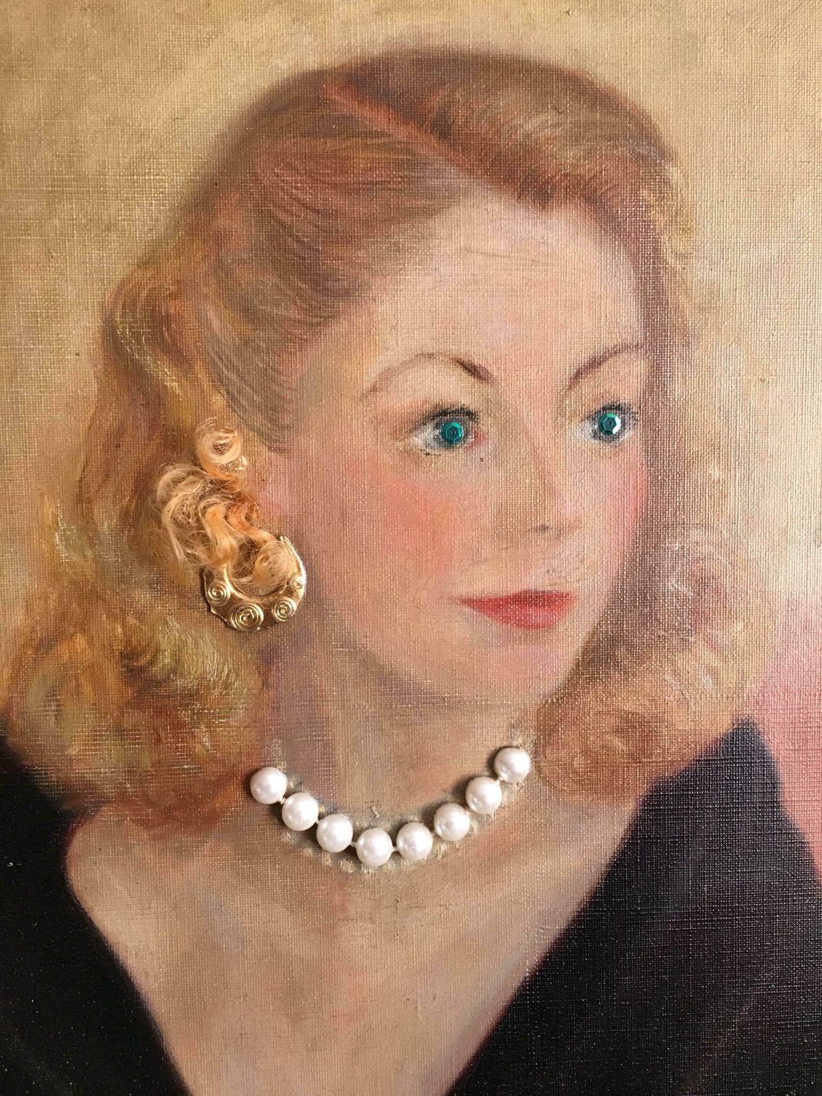 Edward Fish1950’s Parisian Girl   Collage Painting C.1950 photo 1950.0