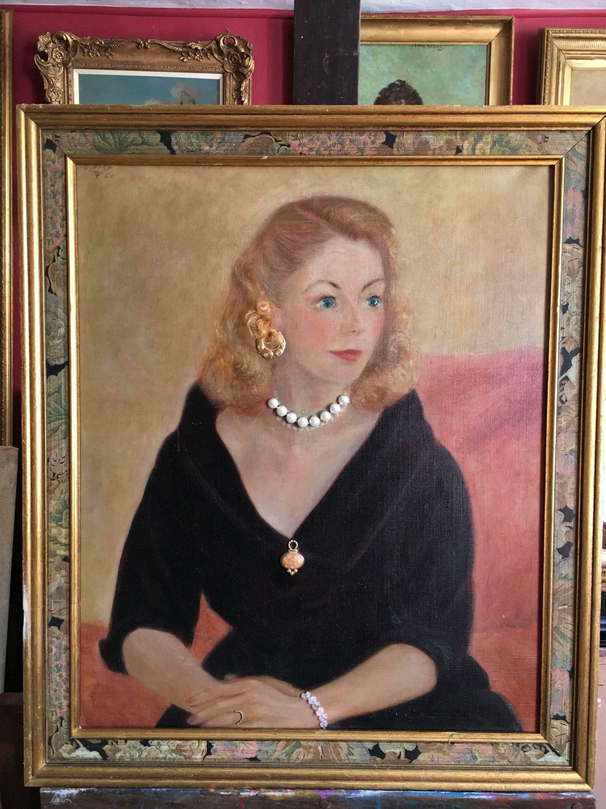 Edward Fish1950’s Parisian Girl   Collage Painting C.1950 photo vinterior