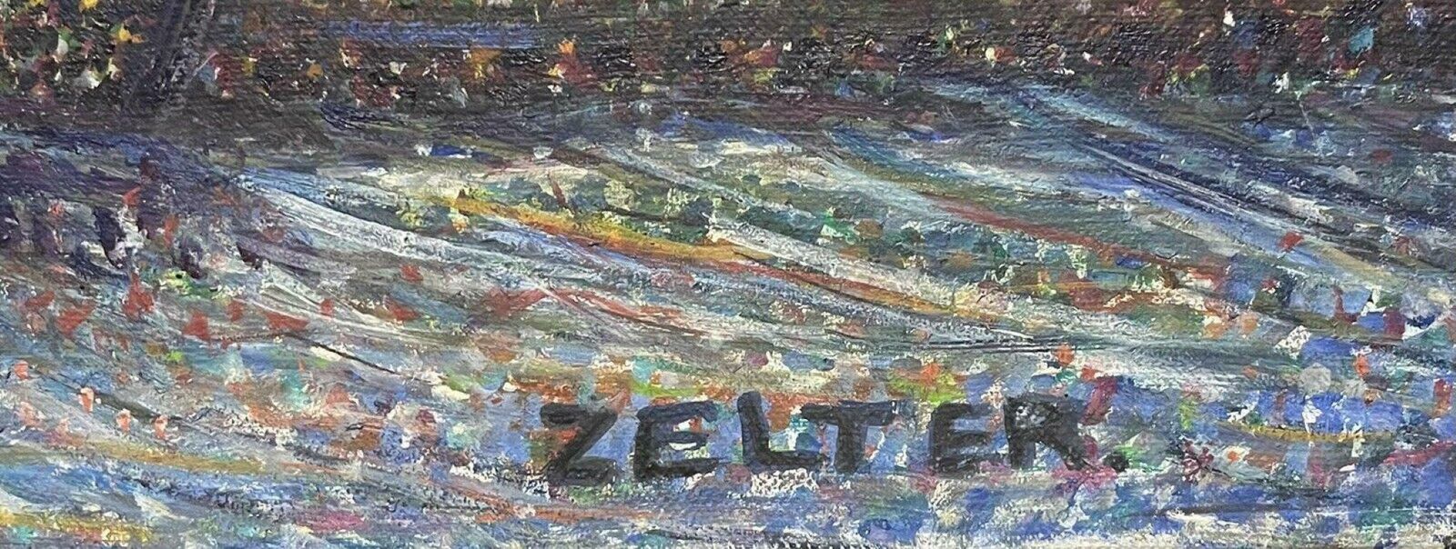 French Schoolpointillist School Oil Painting   Notre Dame River Seine Paris, Signed Original photo Art