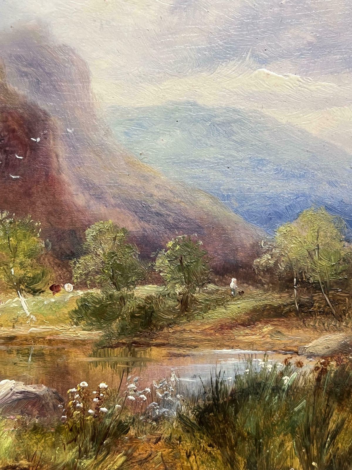 Scottish Victorianantique Scottish Oil Highlands Loch Scene Cattle Under Summer Clouds Landscape19th Century photo buy