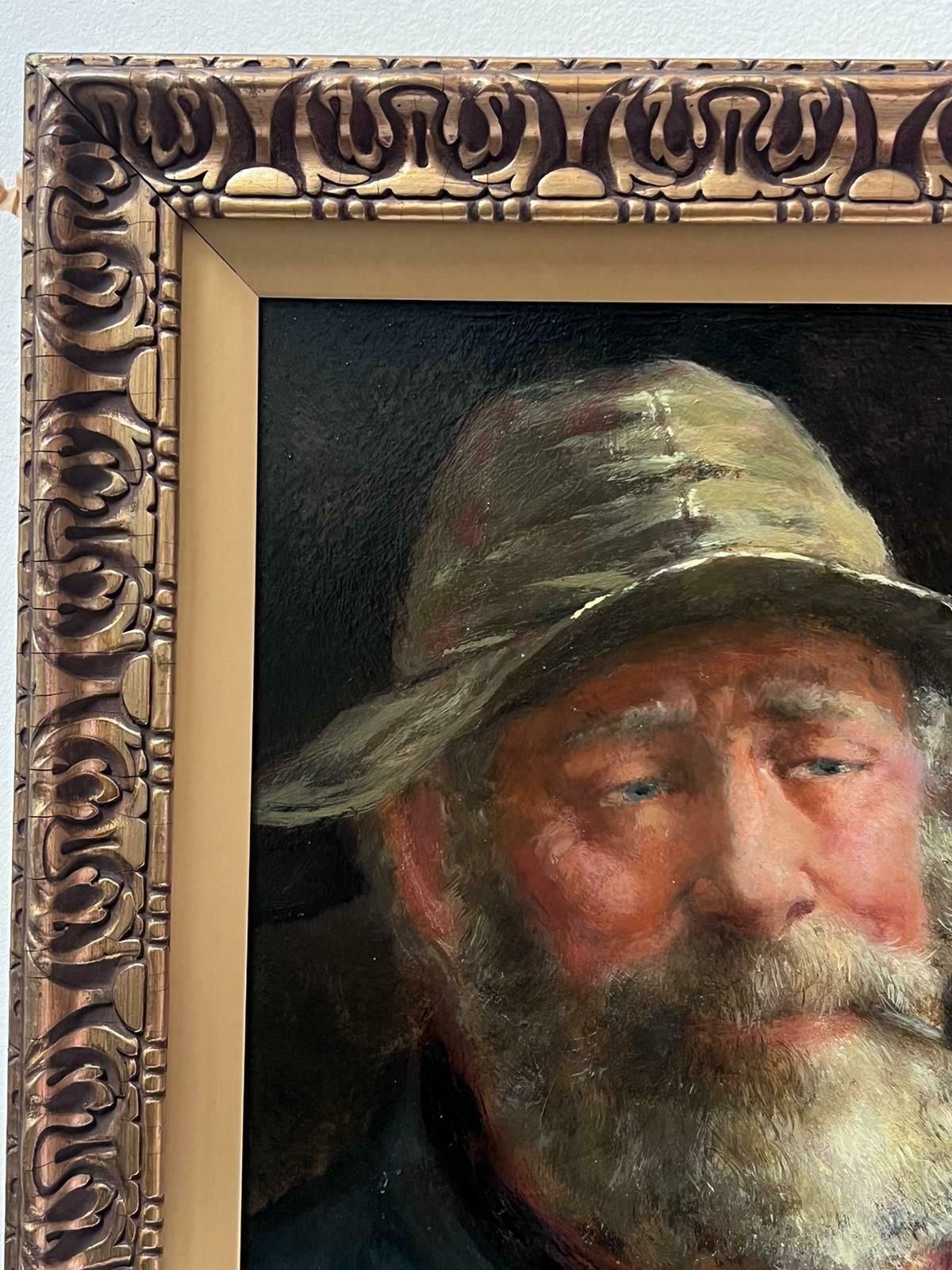 David W. Haddonthe Cornish Fisherman Antique English Signed Oil Painting Portrait Of Sea Man1914 photo for sale