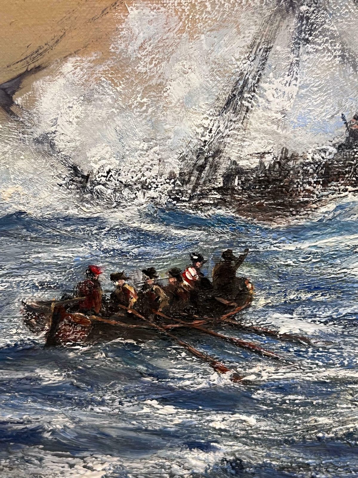 Anthony Hedgeslarge British Marine Oil Painting Classic Tall Sailing Shipwreck On Rocks At Sea20th Century photo vinterior