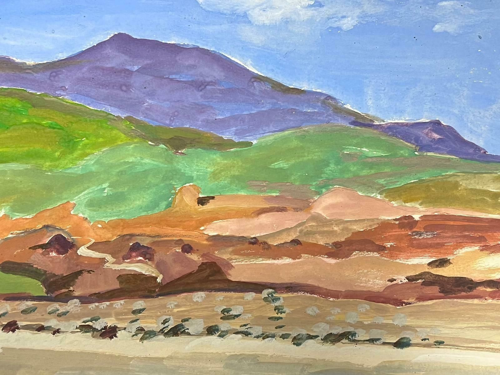 Louise Alix1930's French Impressionist Gouache Colourful Mountain Landscape1940's photo for sale