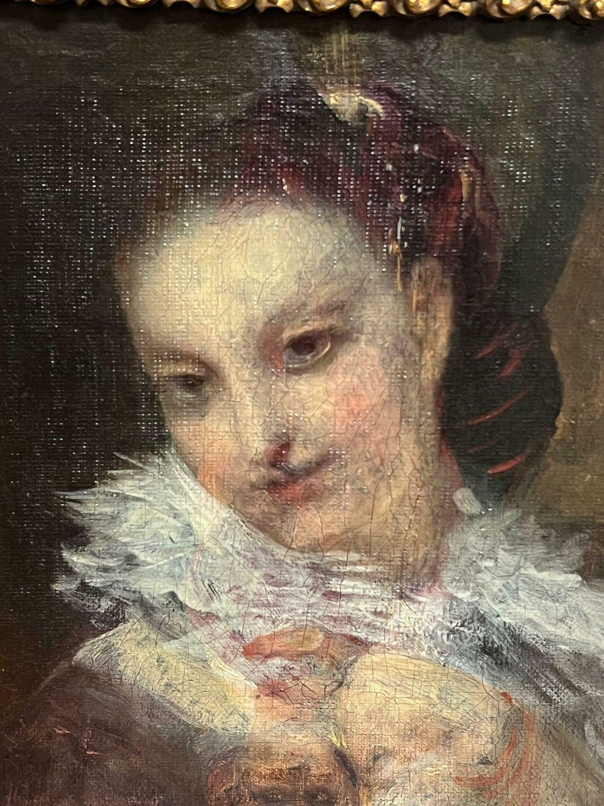 French Rococo18th Century French Rococo Period Portrait Of Women Oil Painting On Canvas18th Century photo vinterior