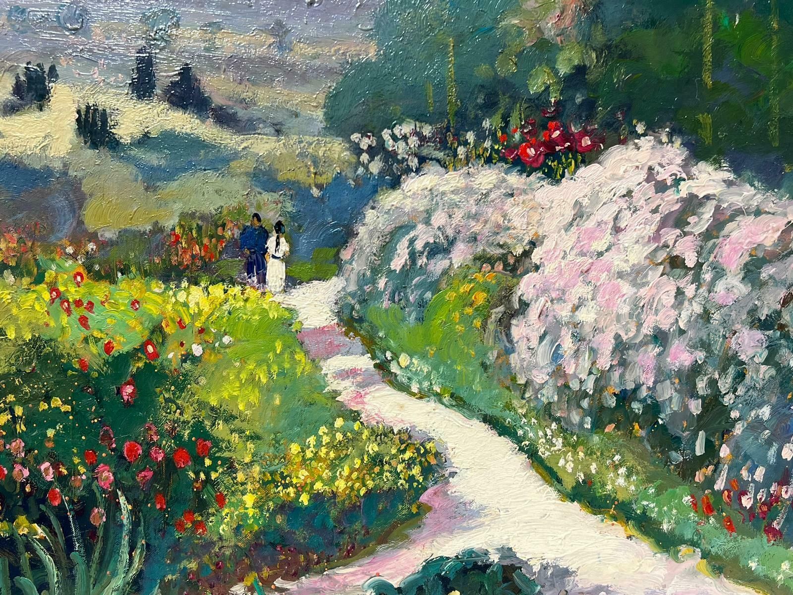 Guy Benardcouple Walking In French Summer Landscape With Flowers Impressionist Oil photo furniture