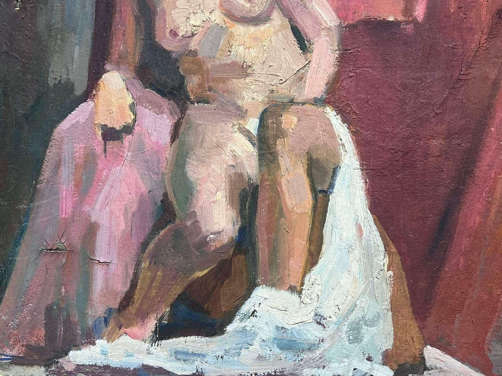 French School1930's French Post Impressionist Signed Oil Nude Lady In Interior Setting1930's photo 712.0