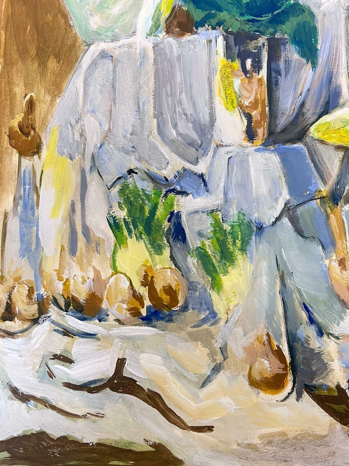 Guy Nicod French 20th Century Modernist Draped Table Cloth Onions Still Life photo for sale