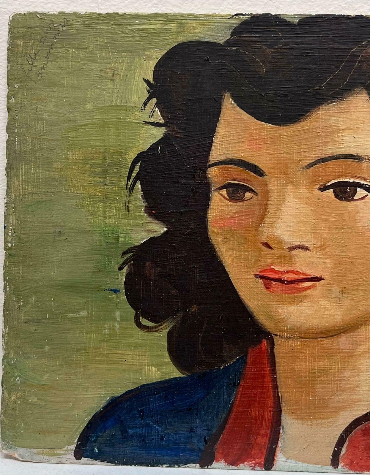 Maurice Delaviermid 20th Century Stylish Portrait Of A Young Lady French Oil Painting1950's photo furniture