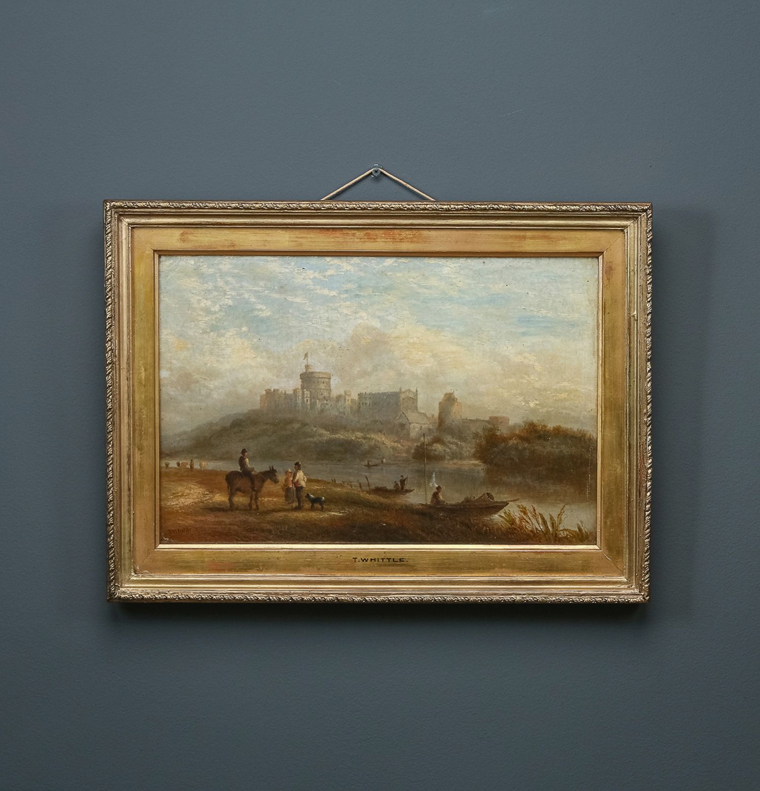 English Victorian Windsor Castle Landscape Oil Painting Picture By Thomas Whittle The Younger (Circa 1880) photo furniture