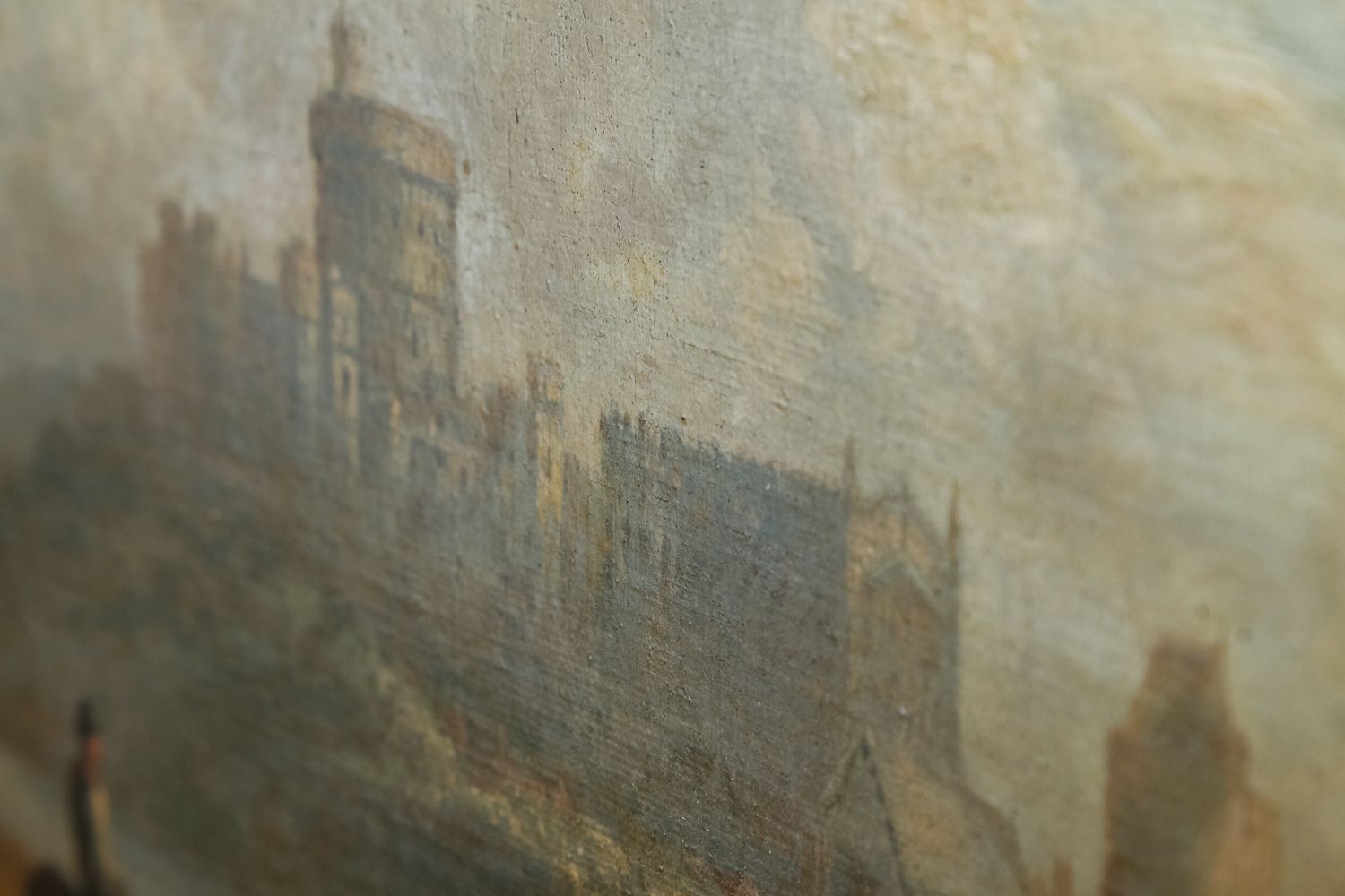 photo vintage English Victorian Windsor Castle Landscape Oil Painting Picture By Thomas Whittle The Younger (Circa 1880)