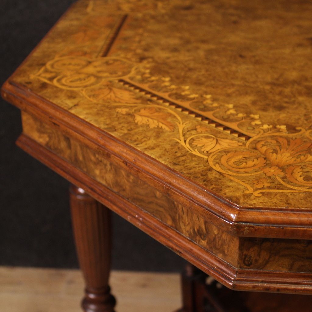 20th Century Octagonal Inlaid Wood Table photo 2800.0