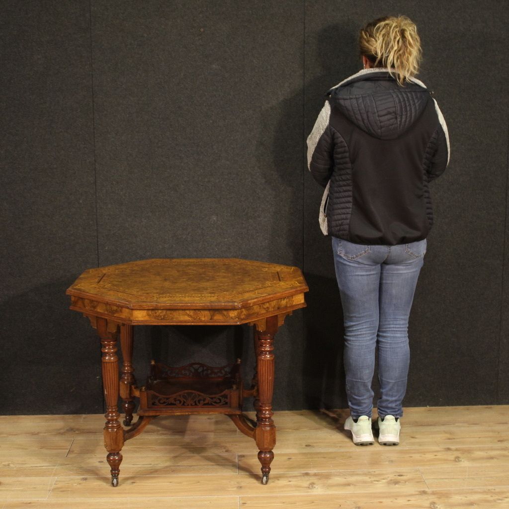 20th Century Octagonal Inlaid Wood Table photo buy