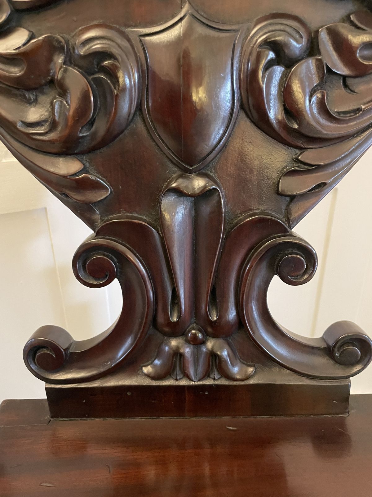 Outstanding Quality Pair Of Antique 19th Century Carved Mahogany Hall Chairs photo 2750.0