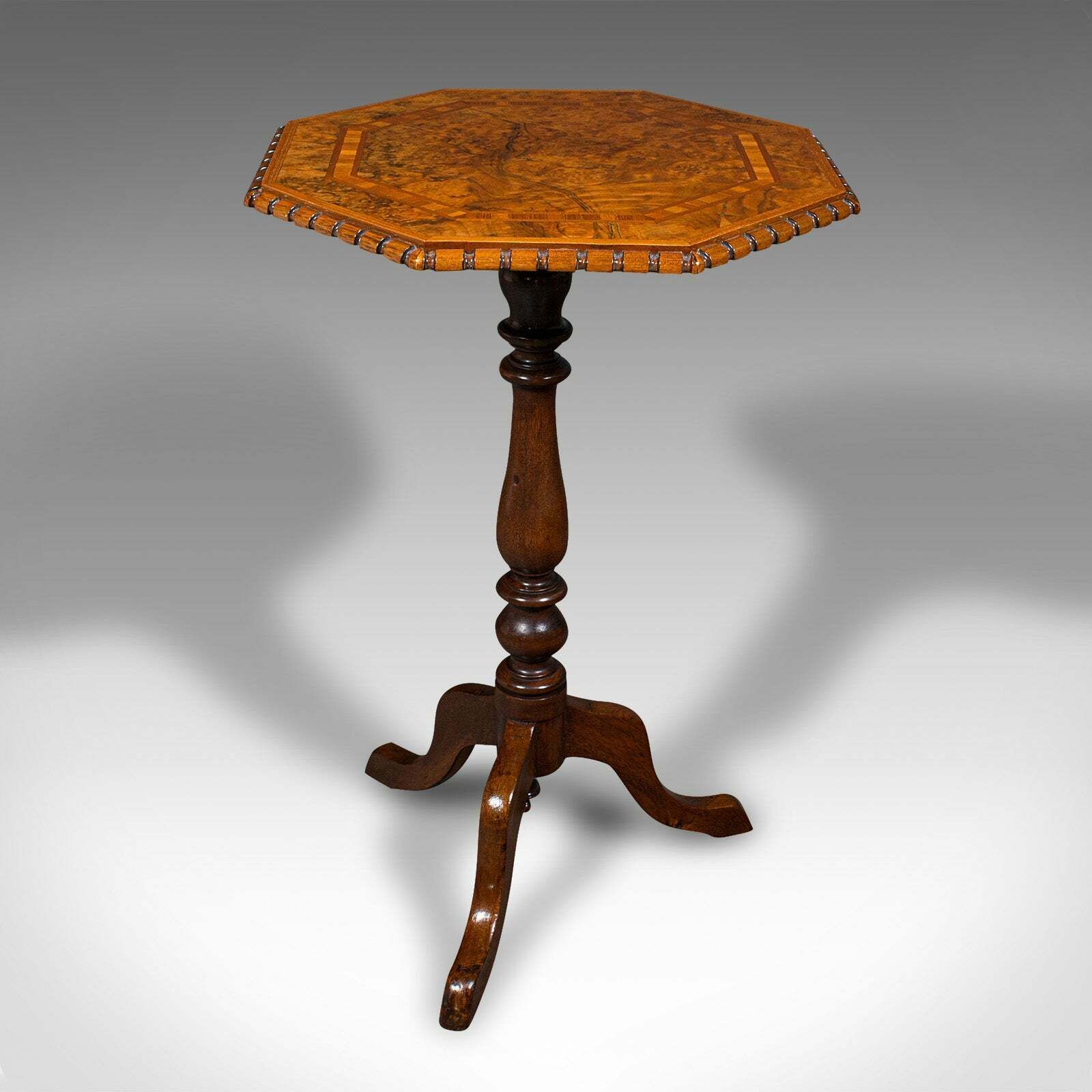 Antique Octagonal Wine Table, English, Burr Walnut, Lamp, Occasional, Victorian photo 1495.0