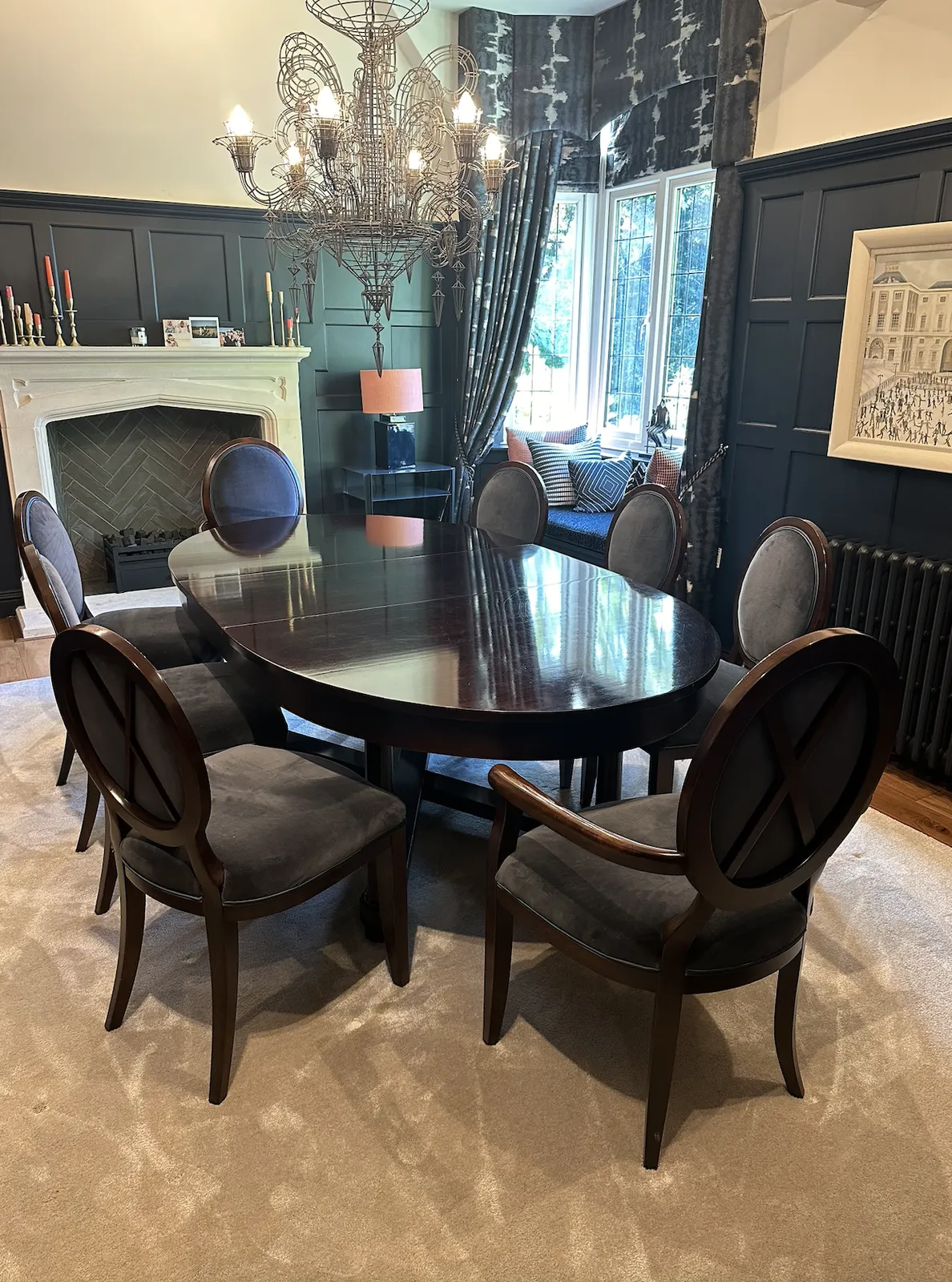 Baker Furniture Oval Dining Table With Chairs
