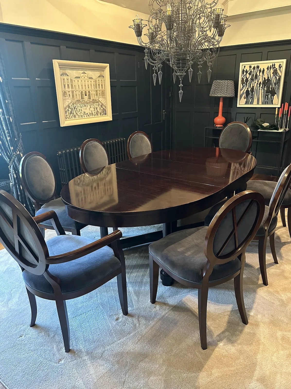 Baker Furniture Oval Dining Table With Chairs photo vintage