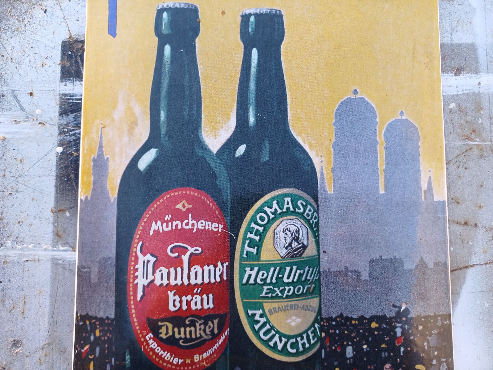 Paulaner Brau Munchen Beer Enamel Sign photo vinterior