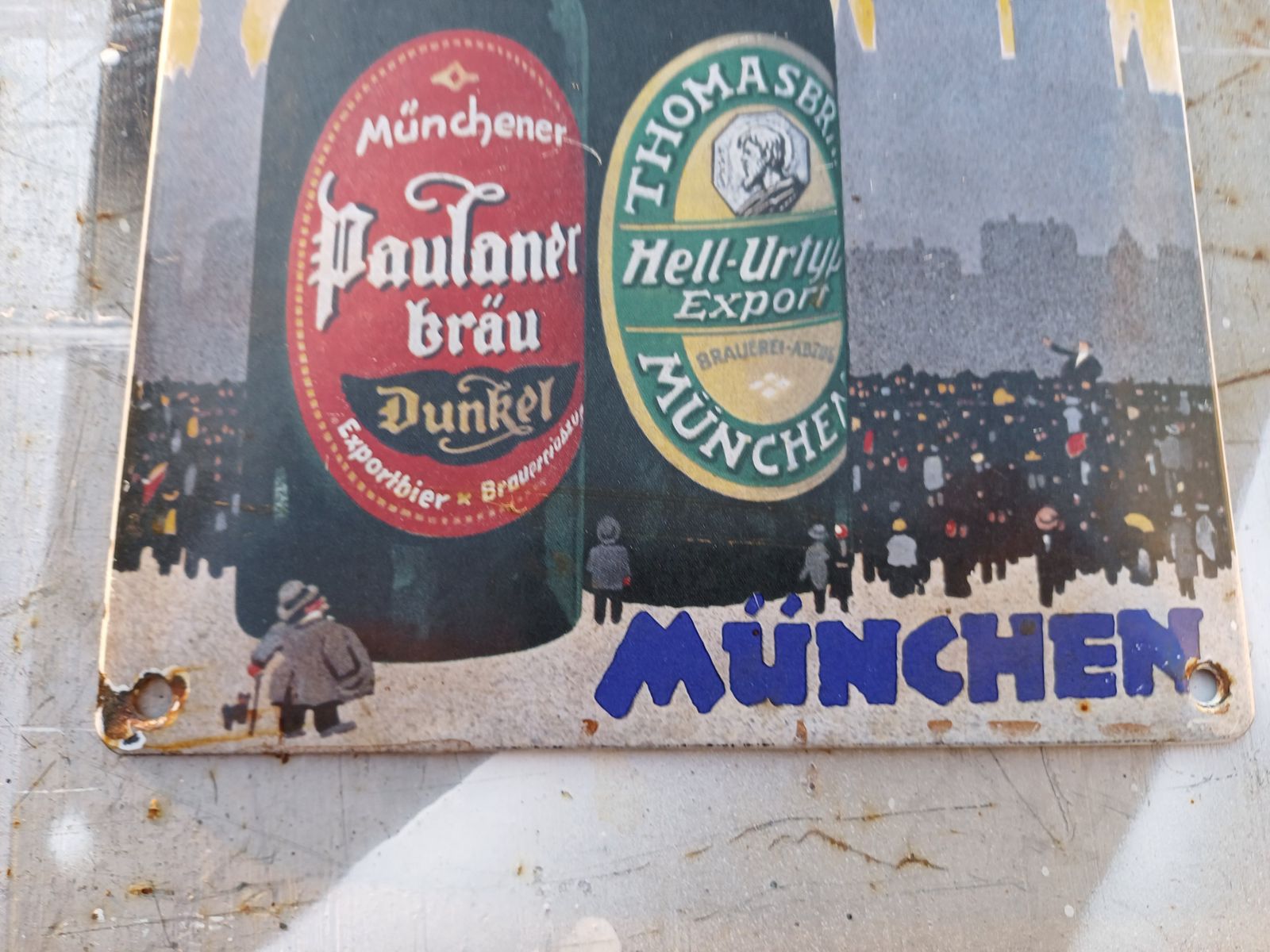 Paulaner Brau Munchen Beer Enamel Sign photo buy