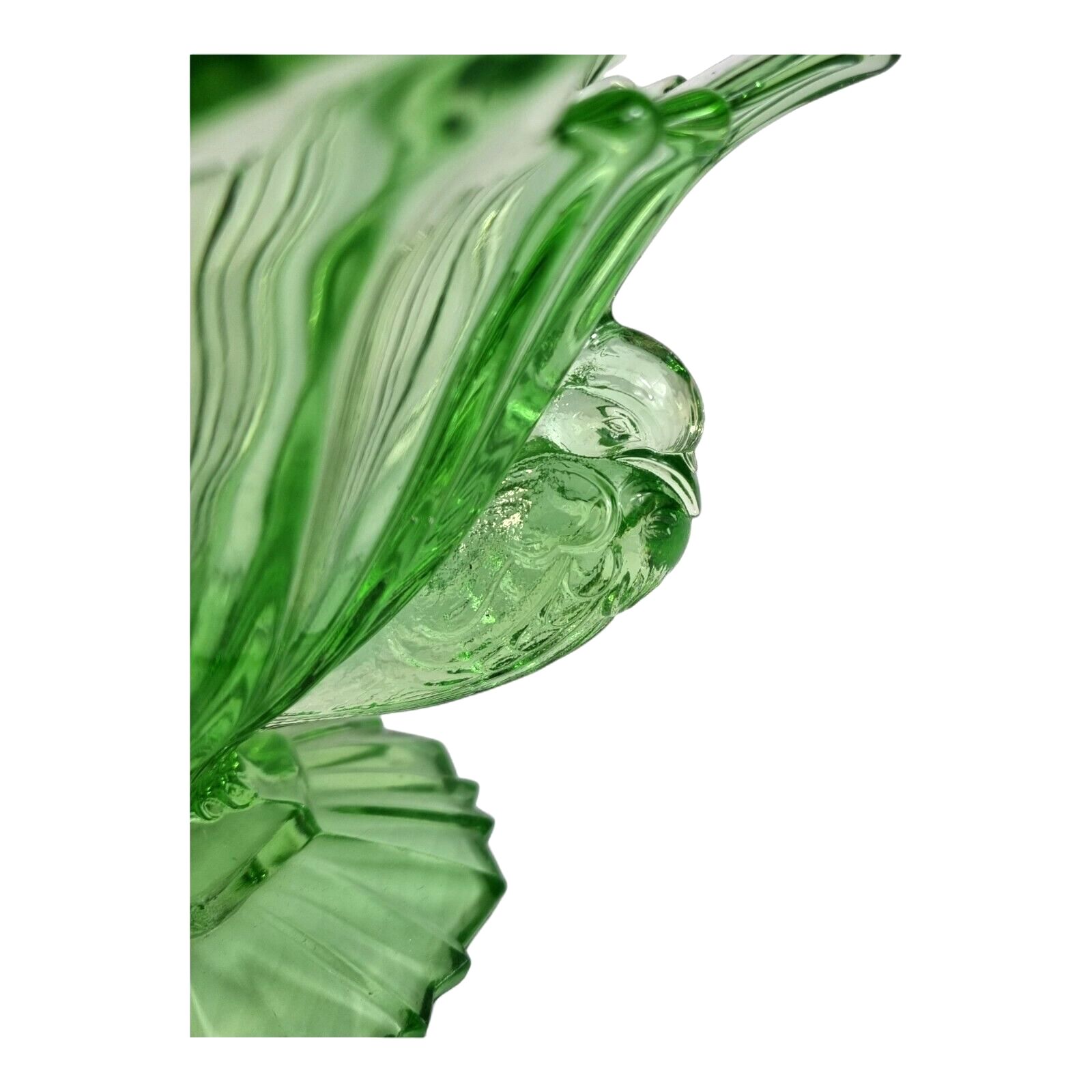 Art Deco Bowl Green Glass Pedestal Bird Glass Mark To Base Sts Abel Yugoslavia photo 76.0