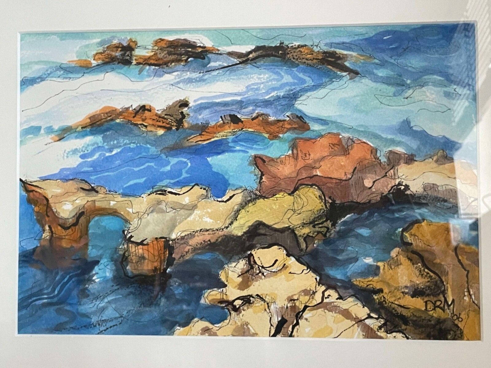 Vintage 2006 Drm Cornish School Oil Acrylic On Paper Seascape Landscape Painting photo Art