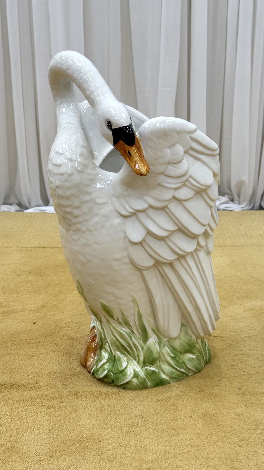 Swan Ceramic Umbrella/ Stick Stand By Bassano, 1970’s, Italy photo for sale