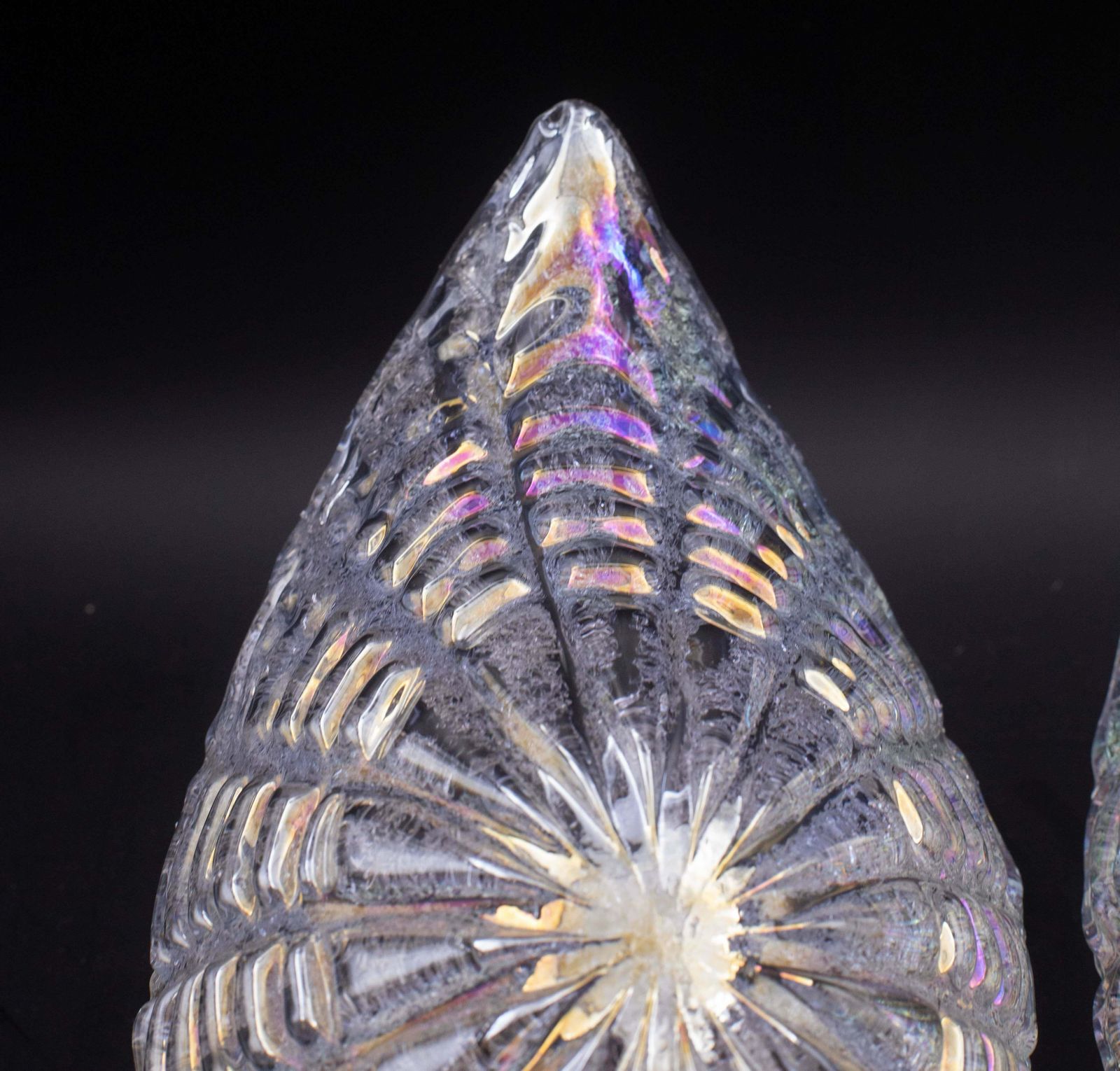 Lighting Set Of 2 Bogotà, Wall Light Iridescent Rainbow Colour Murano Glass Leave, 1970s photo