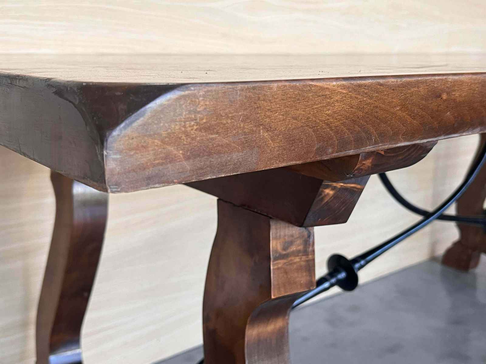 photo for sale 19th C. Dining Or Console Table Of Walnut With Lyre Legs And Heavy Top, Spain