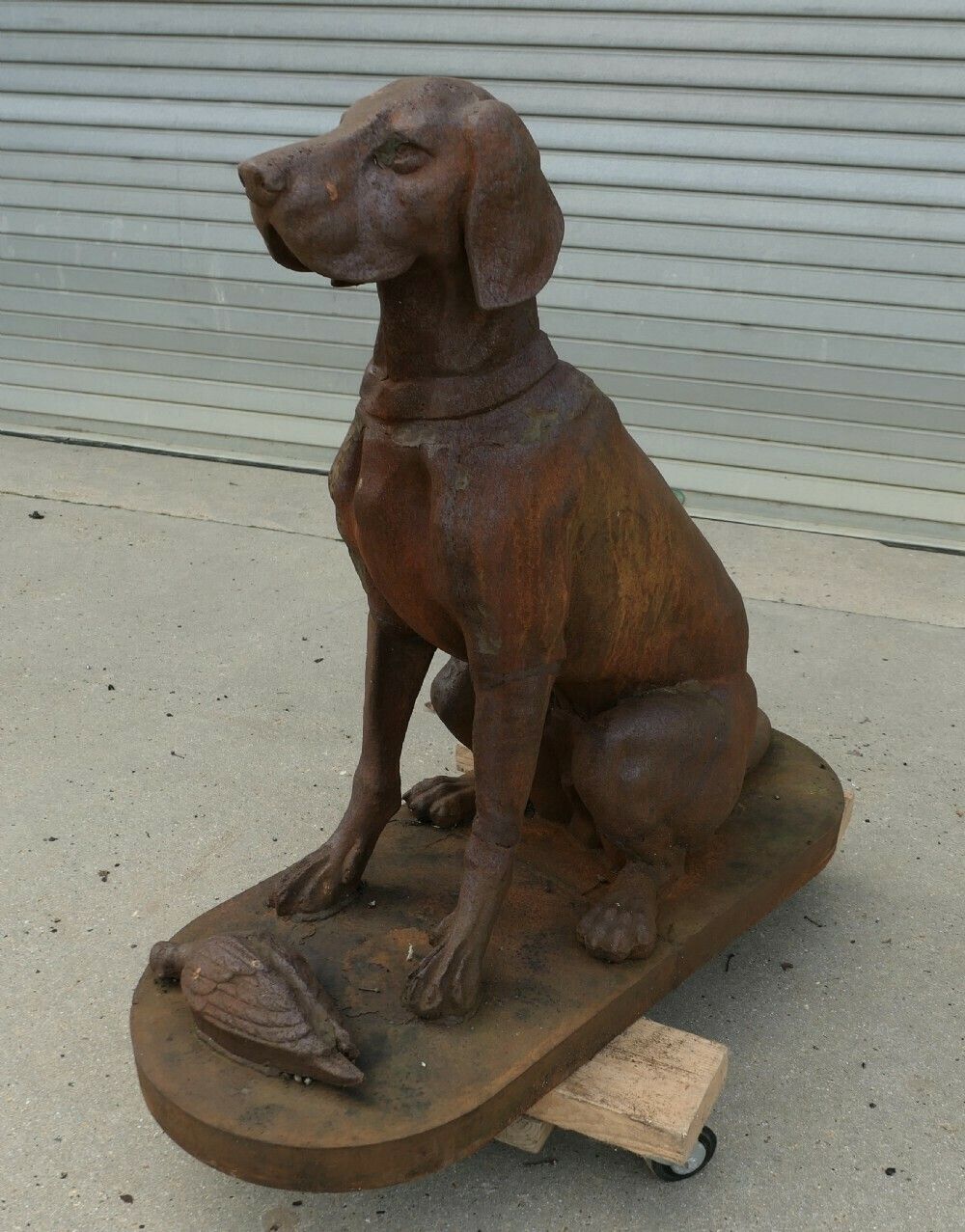 Cast Iron Statue Of A Hunting Dog Retrieving A Pheasant