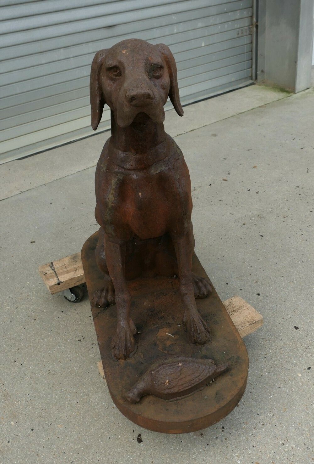Cast Iron Statue Of A Hunting Dog Retrieving A Pheasant photo Garden Decor