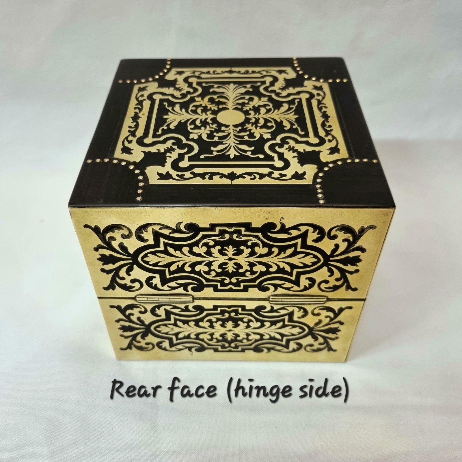 Antique Perfume Casket   An Exceptional 19th Century Ebony And Inlaid Brass Perfume Box With Four Original Bottles In Outstanding Condition. photo buy