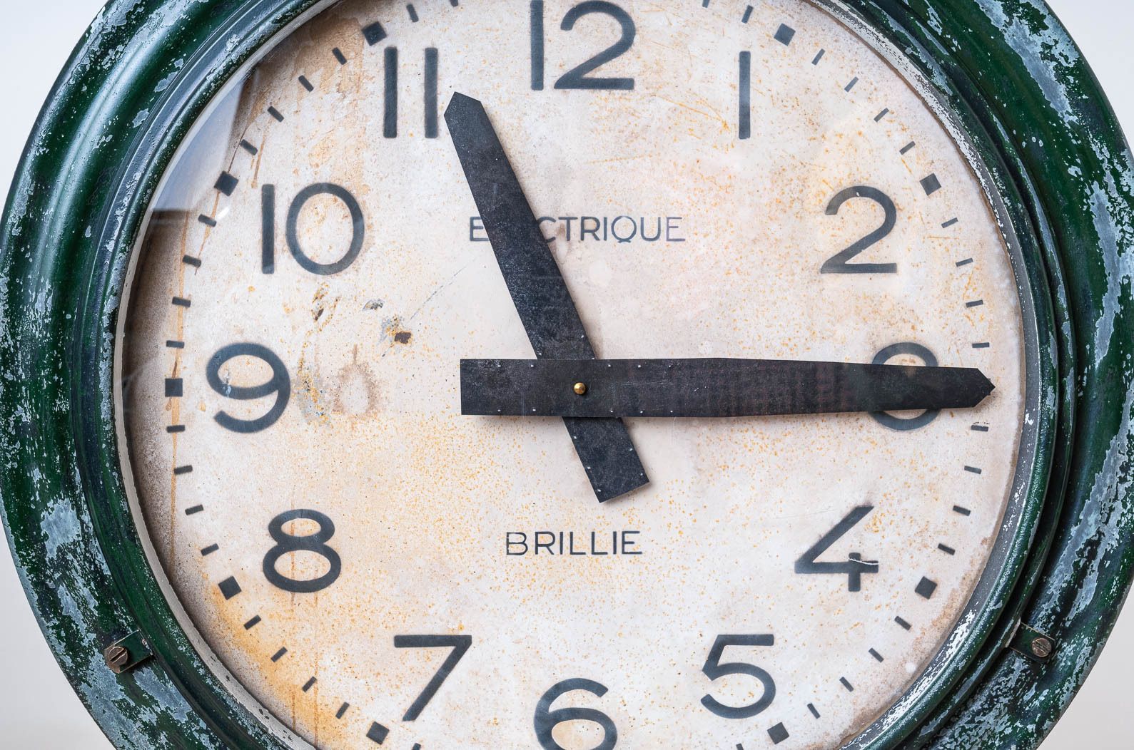 Antique 1920s Train Station Wall Clock, Brillie, Industrial Style photo Home Decor