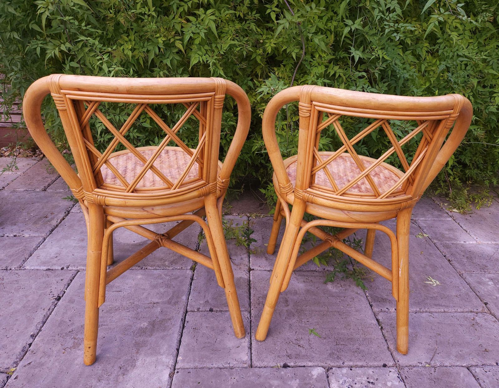 Pair Of Compact & Sturdy, Mid Century Bamboo Chairs photo Furniture