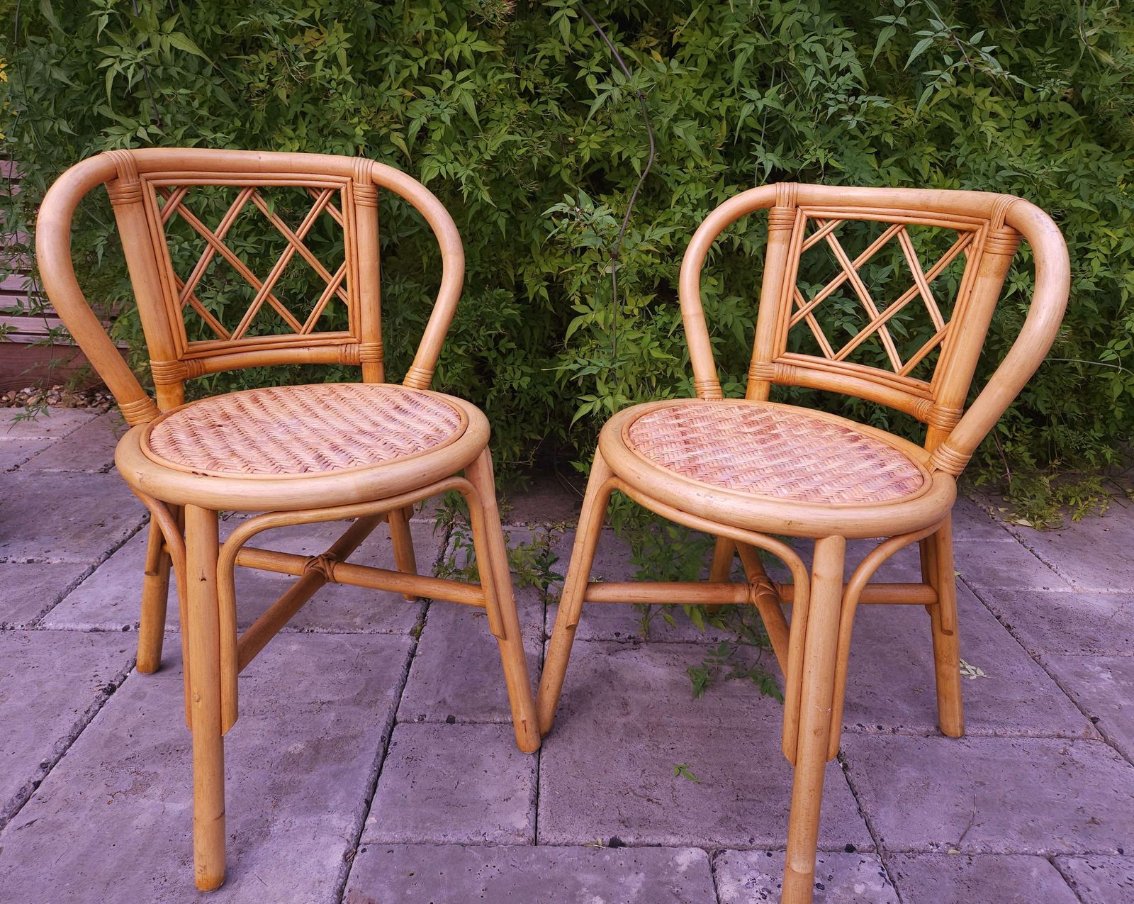 Pair Of Compact & Sturdy, Mid Century Bamboo Chairs photo vinterior