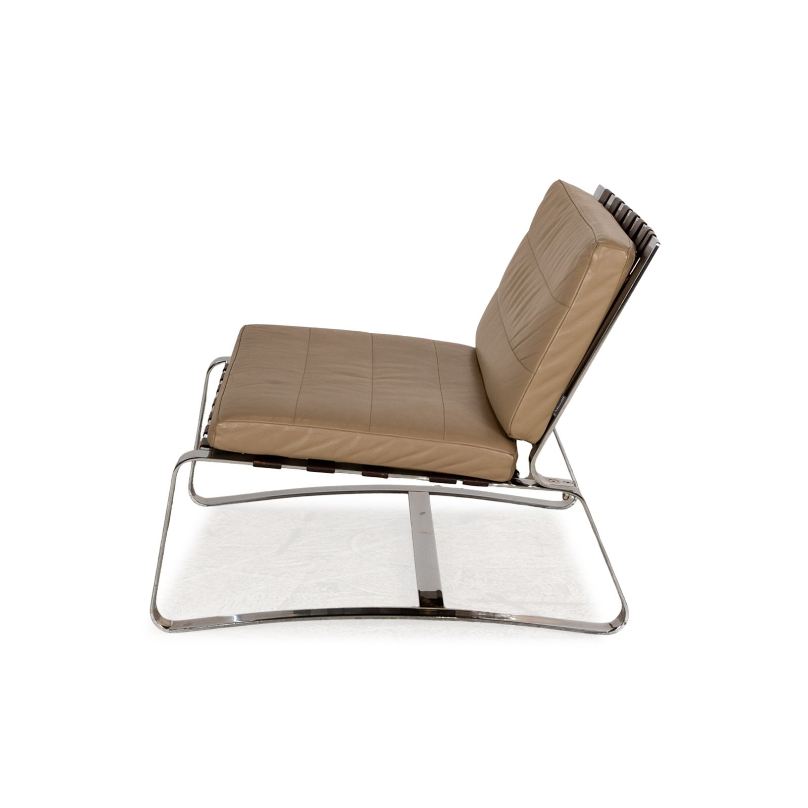 Meubels Minotti Delaunay Leren Fauteuil Beige Vintage photo