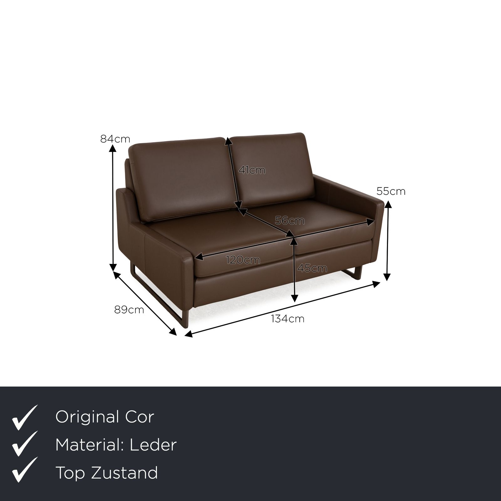 Canapé 2 places Cor Conseta en cuir brun nougat photo furniture