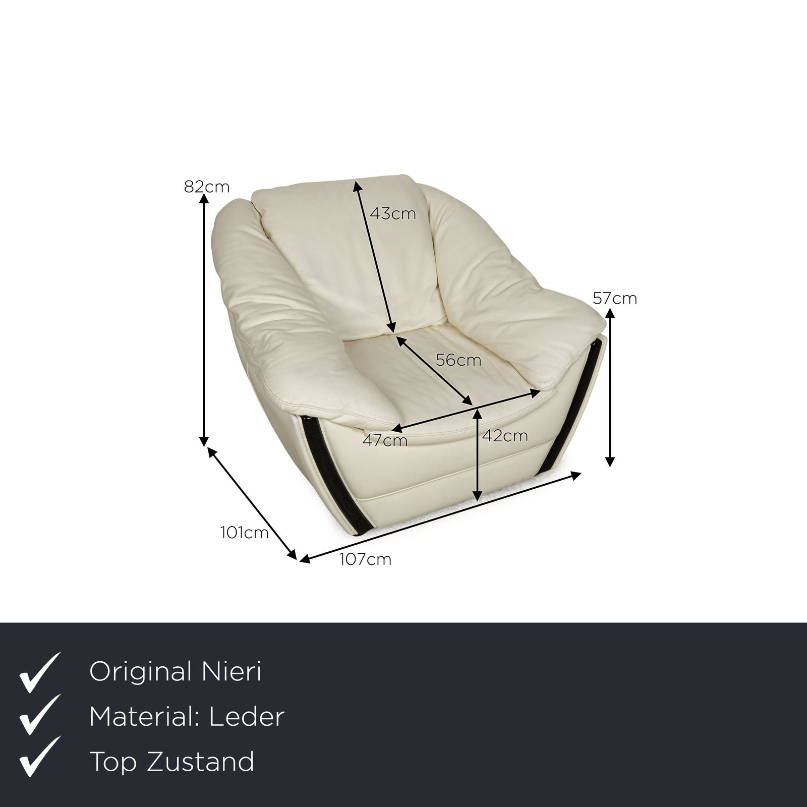 Fauteuil Nieri en cuir crème photo furniture