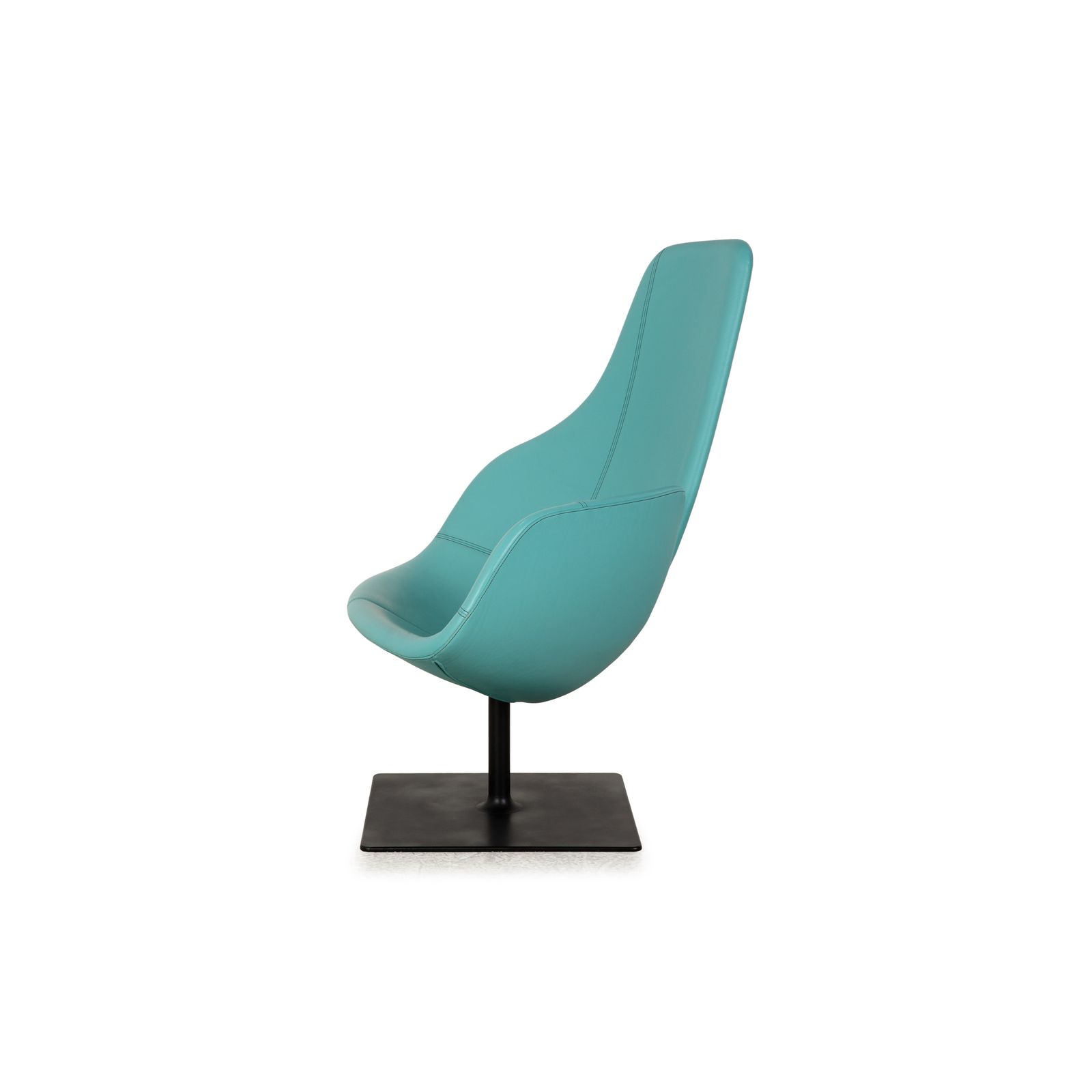 photo for sale Moroso Fjord Leather Armchair Turquoise Blue Swivel Function