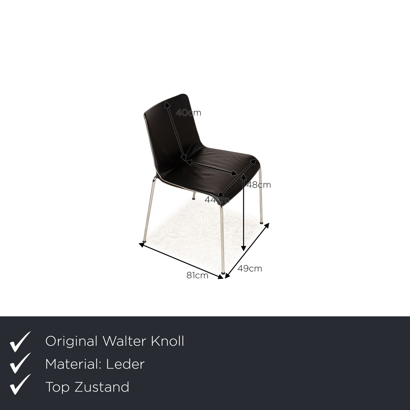 Lot de 6 chaises Walter Knoll Liz en cuir noir, salle à manger photo furniture