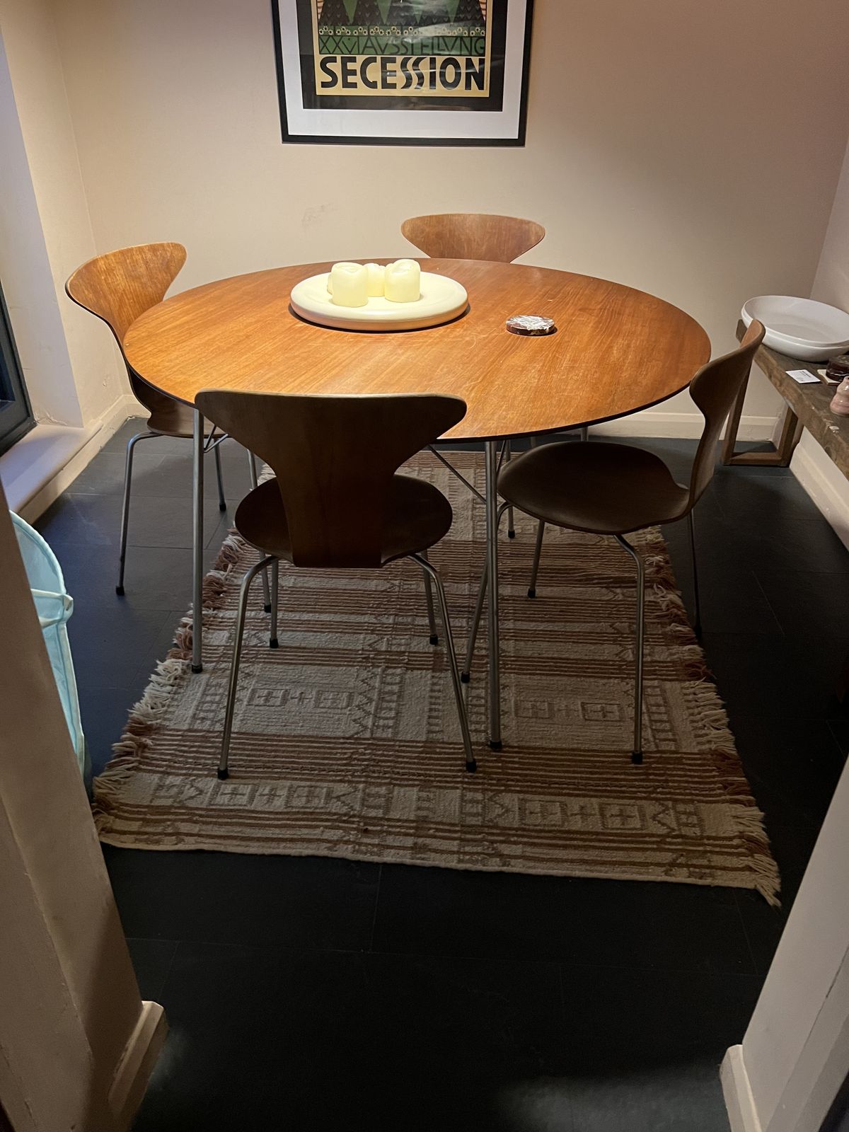 Vintage Fritz Hansen Teak Table And 4 'Mosquito' Chairs photo for sale