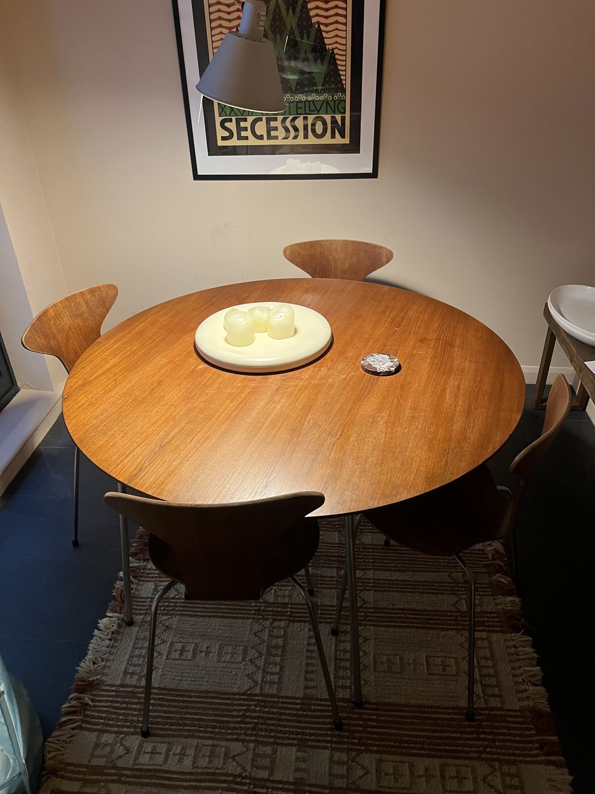 Vintage Fritz Hansen Teak Table And 4 'Mosquito' Chairs photo buy