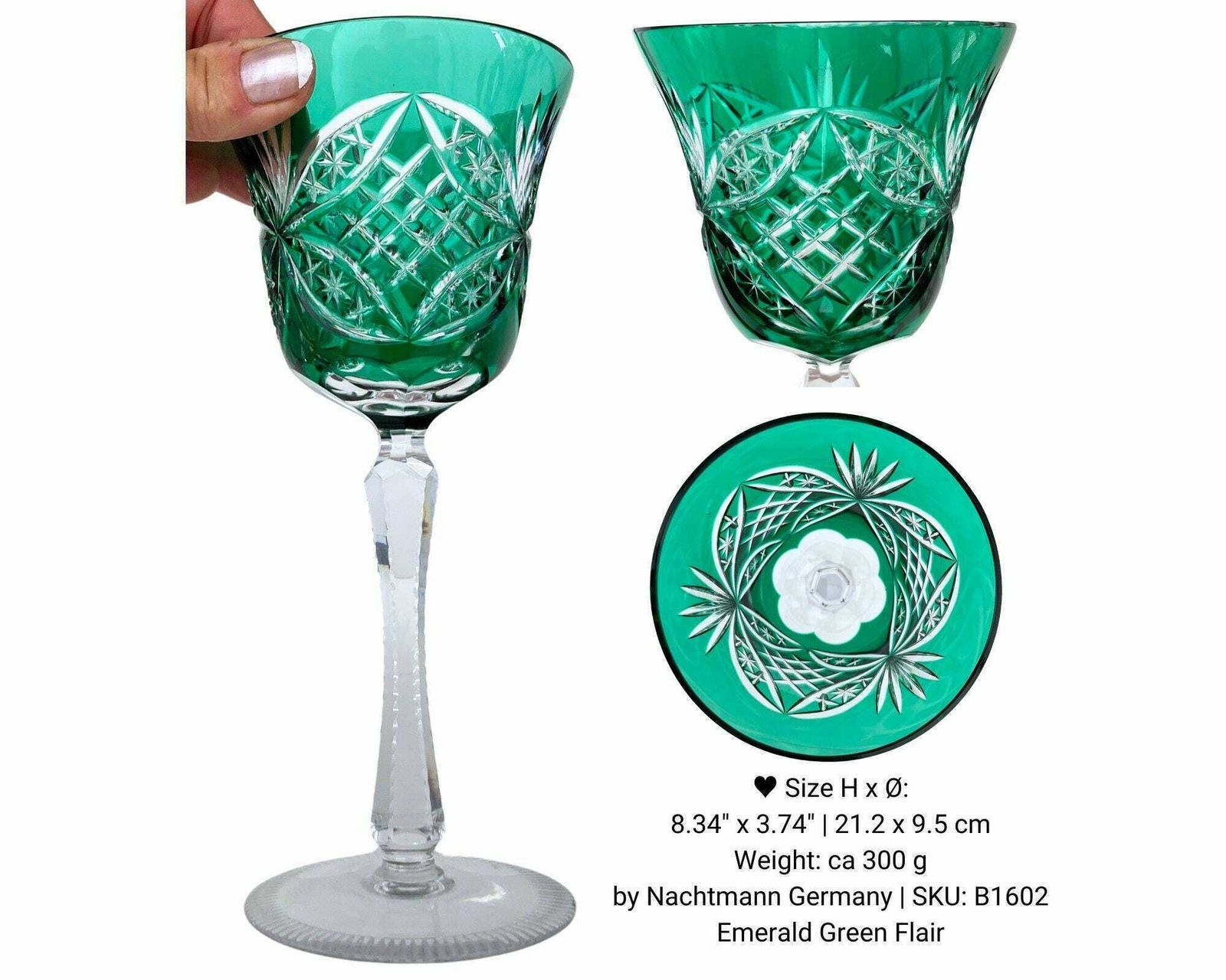 Emerald Wine Glasses | 2pcs | Green Crystal Glassware | Nachtmann photo furniture