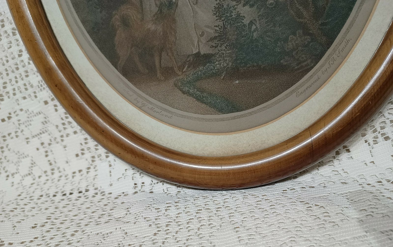 Antique Stipple Engraving Girl With Dog ,Rural Amusement Engraved By J.R.Smith After G. Moorland. photo vinterior