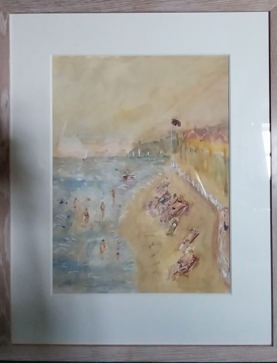 Impressionist Contemporary Art Rutland  Michael Gibbison Watercolour Beach Scene photo for sale
