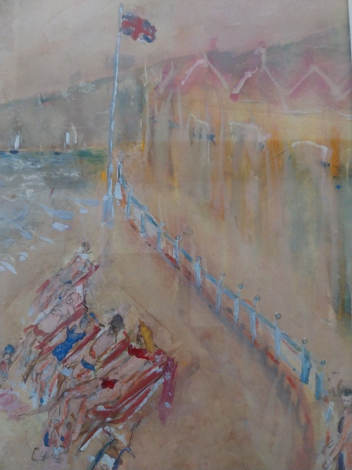 Impressionist Contemporary Art Rutland  Michael Gibbison Watercolour Beach Scene photo vinterior