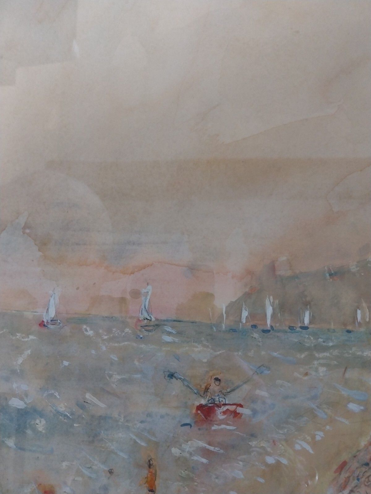 Impressionist Contemporary Art Rutland  Michael Gibbison Watercolour Beach Scene photo vintage
