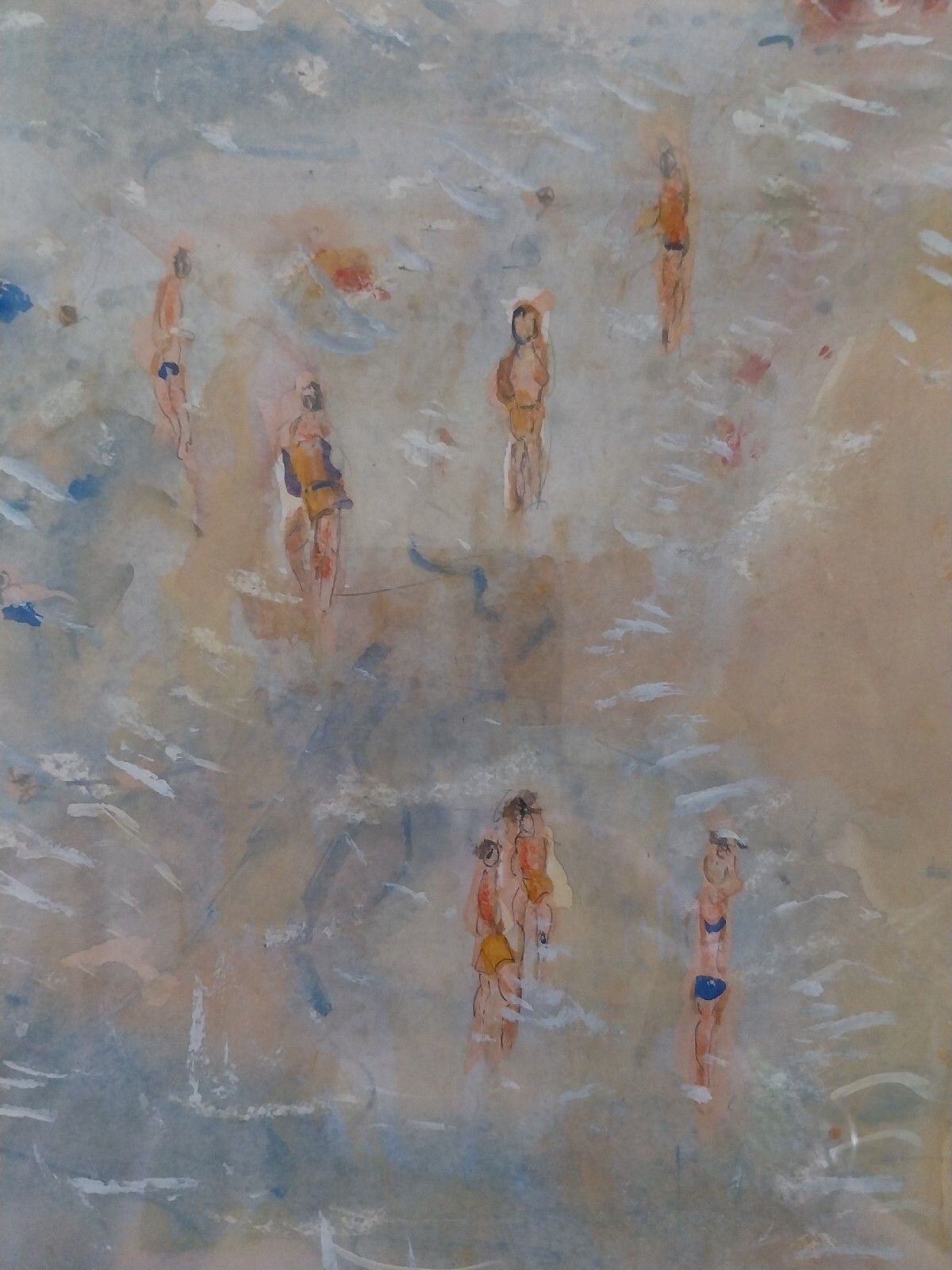 117.0 Impressionist Contemporary Art Rutland  Michael Gibbison Watercolour Beach Scene photo